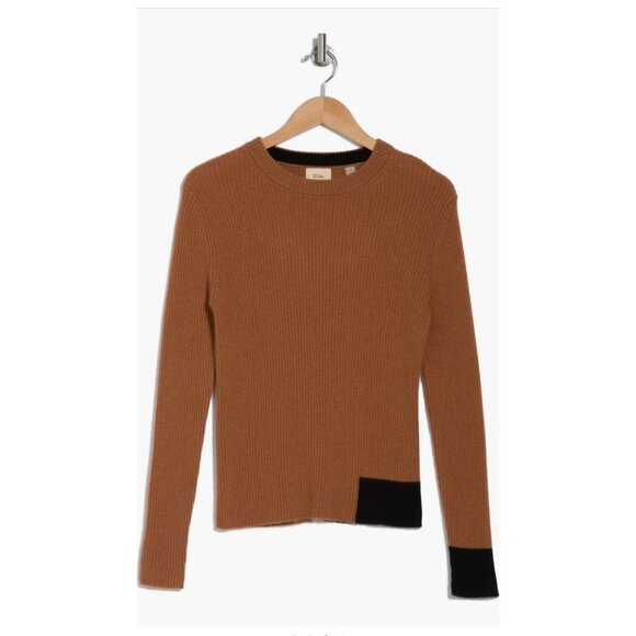 ELIE TAHARI Cashmere Colorblock Sweater‎ XXS - XS NWT Women's Tan Brown Black - Picture 3 of 7